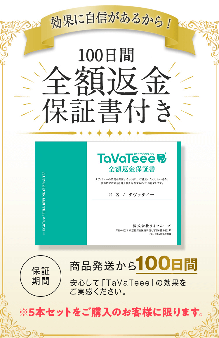 全額返金保証書付き