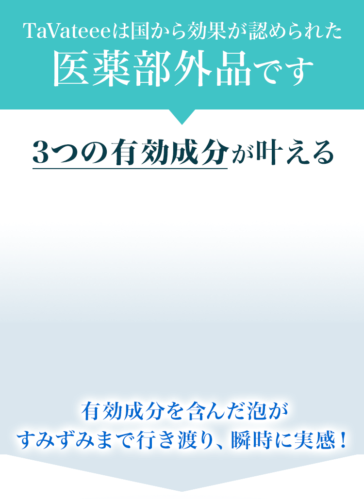 TaVateeeは国から効果が認められた医薬部外品です